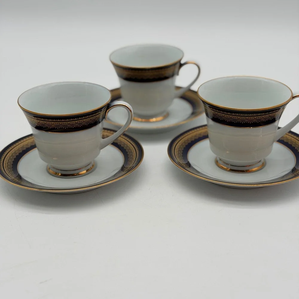 Legacy by Noritake Vienna 2796 Cobalt Blue Gold Trim Cup Saucer Set